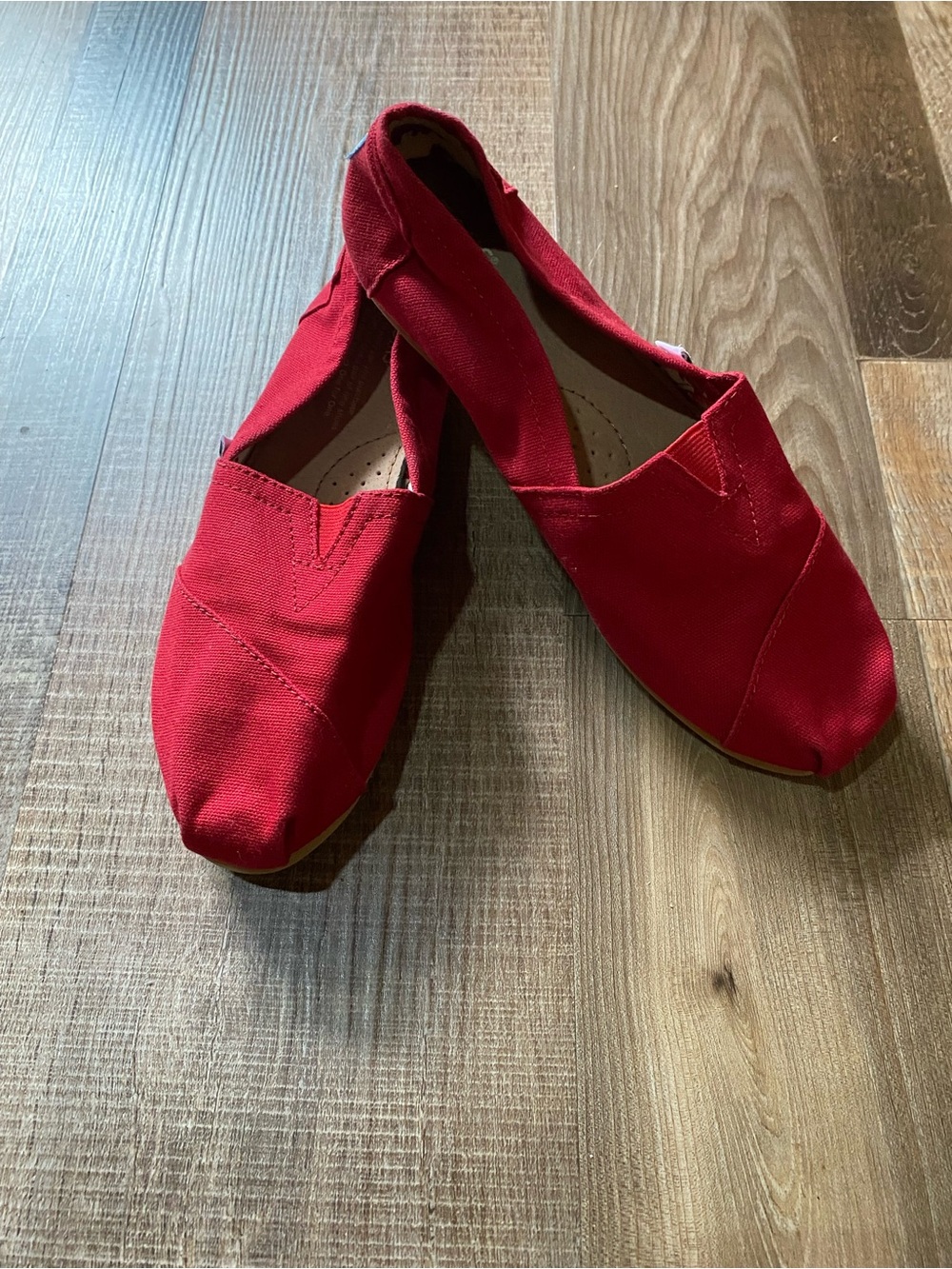 Toms Red Canvas Slip-On Flats